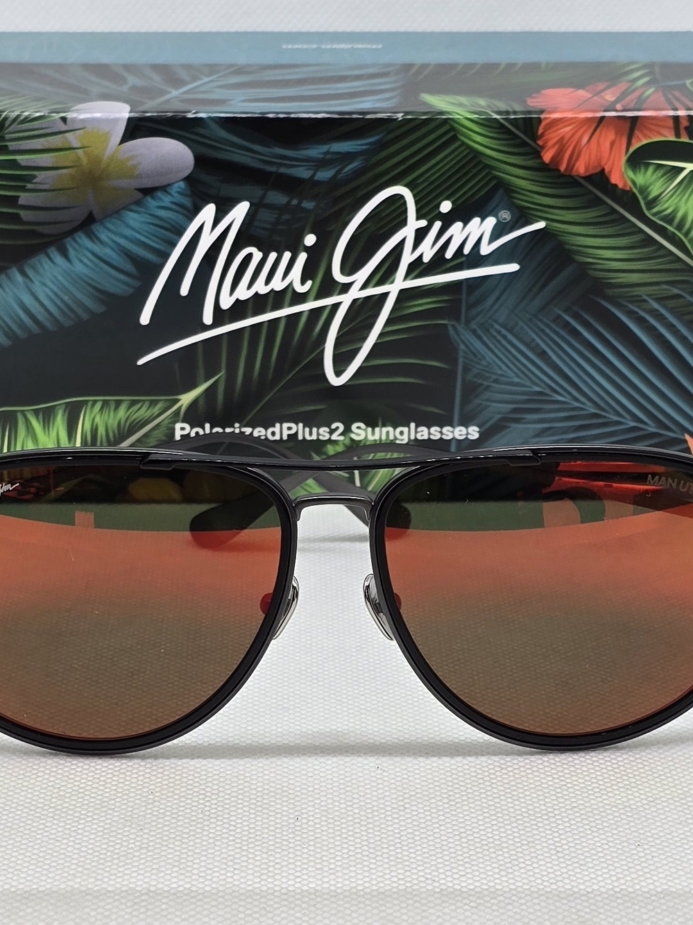 Maui Jim Aviator Sunglasses - Black Frame with Red Mirrored Lenses POLARIZED - Picture 2 of 6